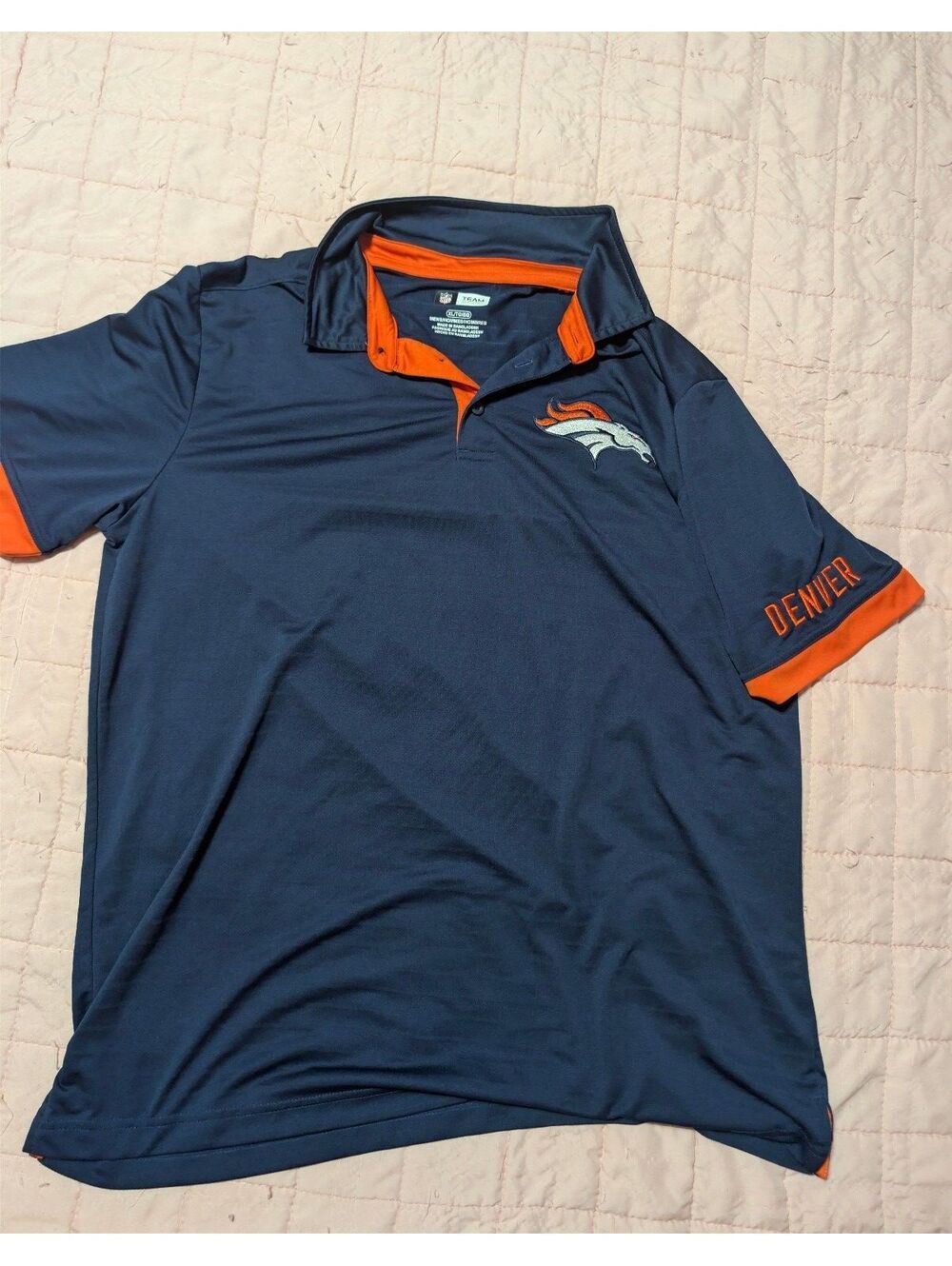 Denver Broncos Navy Blue and Orange Polo Shirt